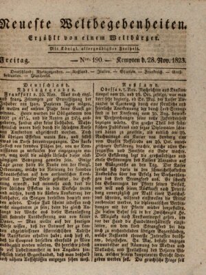 Neueste Weltbegebenheiten (Kemptner Zeitung) Freitag 28. November 1823