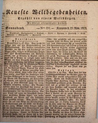 Neueste Weltbegebenheiten (Kemptner Zeitung) Samstag 29. November 1823