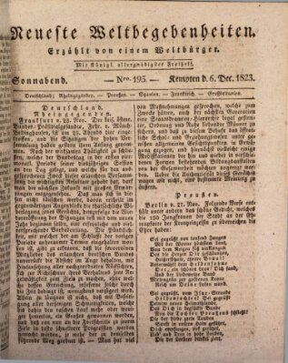 Neueste Weltbegebenheiten (Kemptner Zeitung) Samstag 6. Dezember 1823