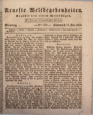 Neueste Weltbegebenheiten (Kemptner Zeitung) Montag 15. Dezember 1823