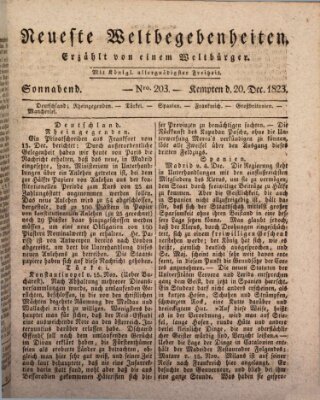 Neueste Weltbegebenheiten (Kemptner Zeitung) Samstag 20. Dezember 1823