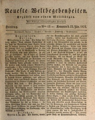 Neueste Weltbegebenheiten (Kemptner Zeitung) Freitag 23. Januar 1824