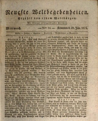 Neueste Weltbegebenheiten (Kemptner Zeitung) Mittwoch 28. Januar 1824