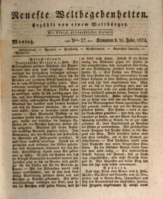 Neueste Weltbegebenheiten (Kemptner Zeitung) Montag 16. Februar 1824