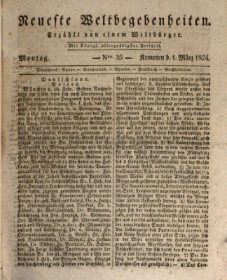 Neueste Weltbegebenheiten (Kemptner Zeitung) Montag 1. März 1824