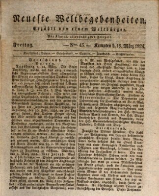 Neueste Weltbegebenheiten (Kemptner Zeitung) Freitag 19. März 1824