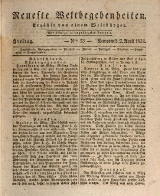 Neueste Weltbegebenheiten (Kemptner Zeitung) Freitag 2. April 1824