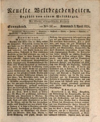 Neueste Weltbegebenheiten (Kemptner Zeitung) Samstag 3. April 1824