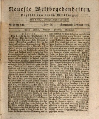 Neueste Weltbegebenheiten (Kemptner Zeitung) Mittwoch 7. April 1824