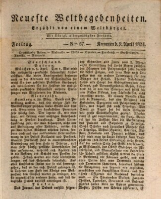 Neueste Weltbegebenheiten (Kemptner Zeitung) Freitag 9. April 1824