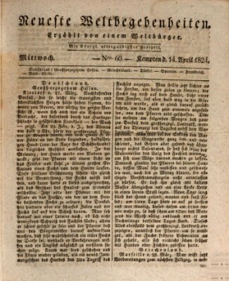 Neueste Weltbegebenheiten (Kemptner Zeitung) Mittwoch 14. April 1824