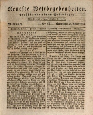 Neueste Weltbegebenheiten (Kemptner Zeitung) Mittwoch 21. April 1824