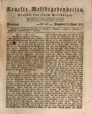 Neueste Weltbegebenheiten (Kemptner Zeitung) Montag 26. April 1824