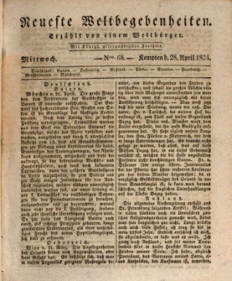 Neueste Weltbegebenheiten (Kemptner Zeitung) Mittwoch 28. April 1824