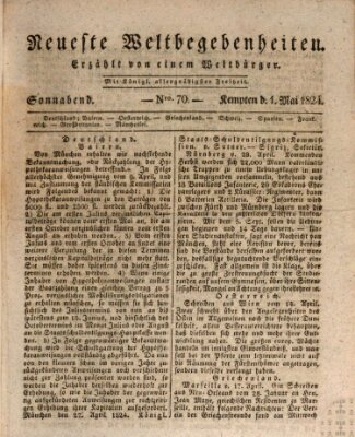 Neueste Weltbegebenheiten (Kemptner Zeitung) Samstag 1. Mai 1824