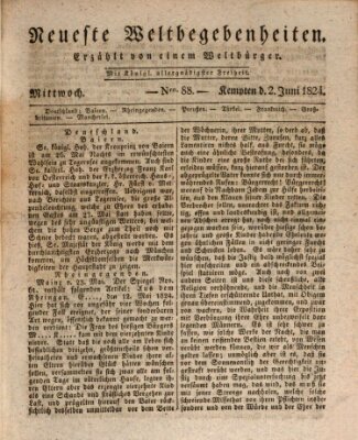 Neueste Weltbegebenheiten (Kemptner Zeitung) Mittwoch 2. Juni 1824