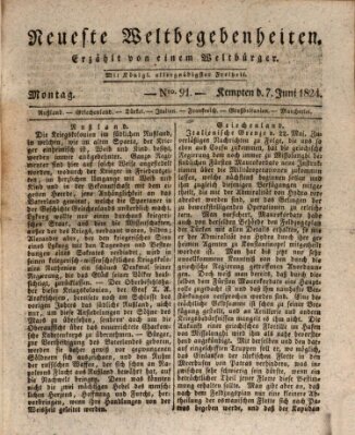 Neueste Weltbegebenheiten (Kemptner Zeitung) Montag 7. Juni 1824