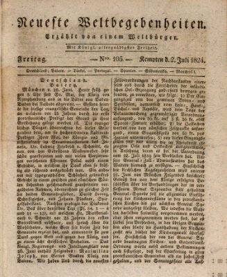 Neueste Weltbegebenheiten (Kemptner Zeitung) Freitag 2. Juli 1824