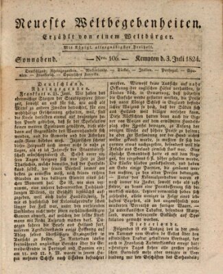 Neueste Weltbegebenheiten (Kemptner Zeitung) Samstag 3. Juli 1824