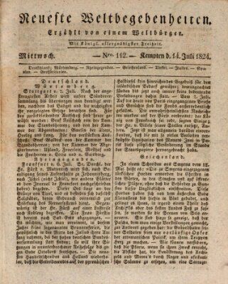 Neueste Weltbegebenheiten (Kemptner Zeitung) Mittwoch 14. Juli 1824