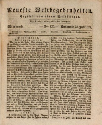 Neueste Weltbegebenheiten (Kemptner Zeitung) Mittwoch 28. Juli 1824