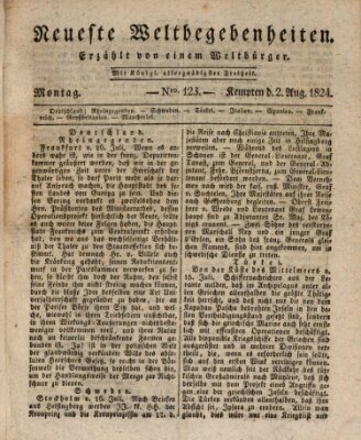 Neueste Weltbegebenheiten (Kemptner Zeitung) Montag 2. August 1824