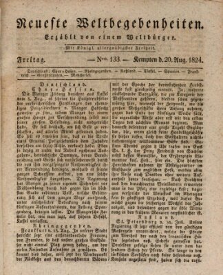 Neueste Weltbegebenheiten (Kemptner Zeitung) Freitag 20. August 1824