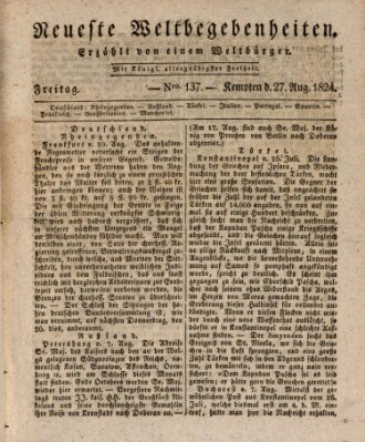 Neueste Weltbegebenheiten (Kemptner Zeitung) Freitag 27. August 1824