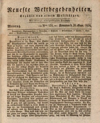 Neueste Weltbegebenheiten (Kemptner Zeitung) Montag 20. September 1824