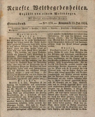 Neueste Weltbegebenheiten (Kemptner Zeitung) Samstag 23. Oktober 1824