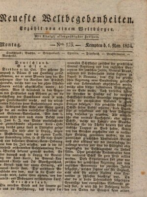 Neueste Weltbegebenheiten (Kemptner Zeitung) Montag 1. November 1824