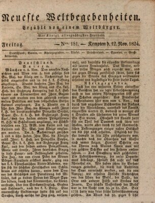 Neueste Weltbegebenheiten (Kemptner Zeitung) Freitag 12. November 1824