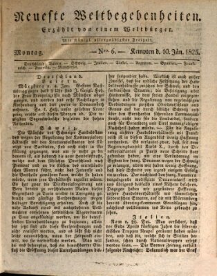 Neueste Weltbegebenheiten (Kemptner Zeitung) Montag 10. Januar 1825