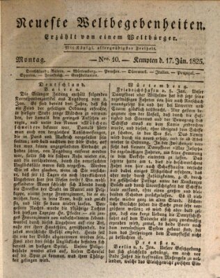 Neueste Weltbegebenheiten (Kemptner Zeitung) Montag 17. Januar 1825