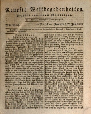 Neueste Weltbegebenheiten (Kemptner Zeitung) Mittwoch 26. Januar 1825