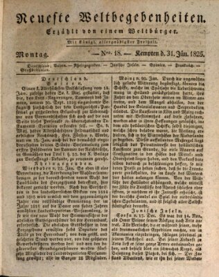 Neueste Weltbegebenheiten (Kemptner Zeitung) Montag 31. Januar 1825