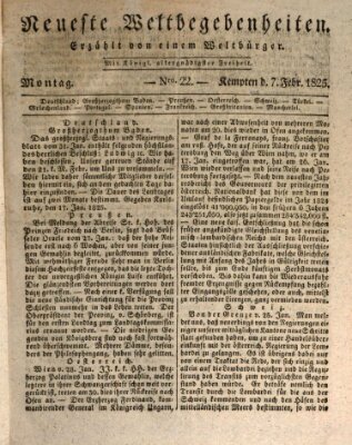 Neueste Weltbegebenheiten (Kemptner Zeitung) Montag 7. Februar 1825