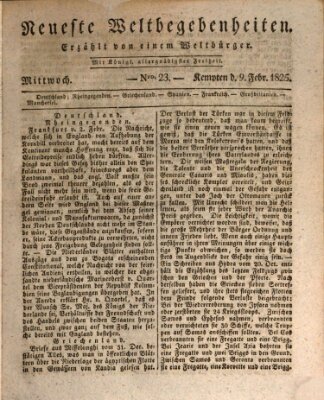 Neueste Weltbegebenheiten (Kemptner Zeitung) Mittwoch 9. Februar 1825