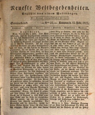 Neueste Weltbegebenheiten (Kemptner Zeitung) Samstag 12. Februar 1825