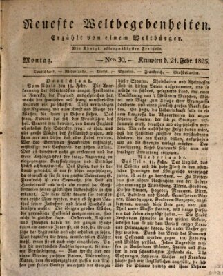 Neueste Weltbegebenheiten (Kemptner Zeitung) Montag 21. Februar 1825