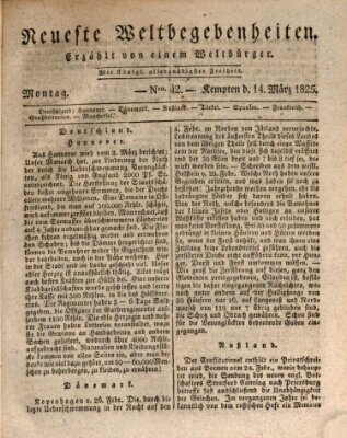 Neueste Weltbegebenheiten (Kemptner Zeitung) Mittwoch 16. März 1825