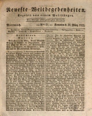 Neueste Weltbegebenheiten (Kemptner Zeitung) Mittwoch 30. März 1825