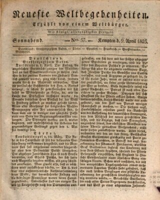 Neueste Weltbegebenheiten (Kemptner Zeitung) Samstag 9. April 1825