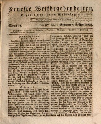 Neueste Weltbegebenheiten (Kemptner Zeitung) Montag 18. April 1825