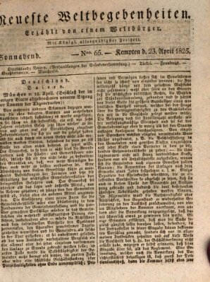 Neueste Weltbegebenheiten (Kemptner Zeitung) Samstag 23. April 1825