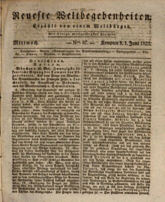 Neueste Weltbegebenheiten (Kemptner Zeitung) Mittwoch 1. Juni 1825