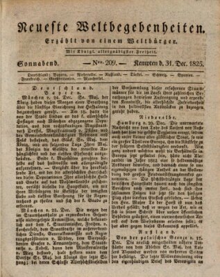 Neueste Weltbegebenheiten (Kemptner Zeitung) Samstag 31. Dezember 1825