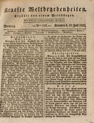 Neueste Weltbegebenheiten (Kemptner Zeitung) Sonntag 10. Juli 1825