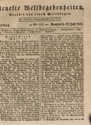 Neueste Weltbegebenheiten (Kemptner Zeitung) Freitag 15. Juli 1825