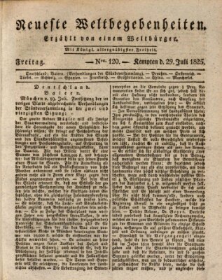 Neueste Weltbegebenheiten (Kemptner Zeitung) Freitag 29. Juli 1825